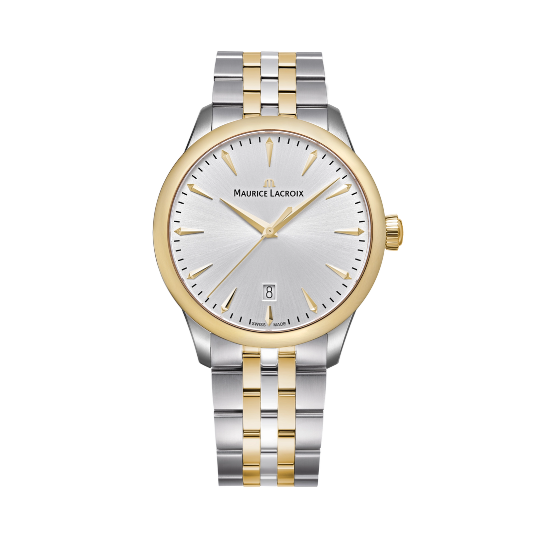 Jubileumsur til herre i stål med sølvfarget tallskive og quartzverk. Kan graveres på baklokket.