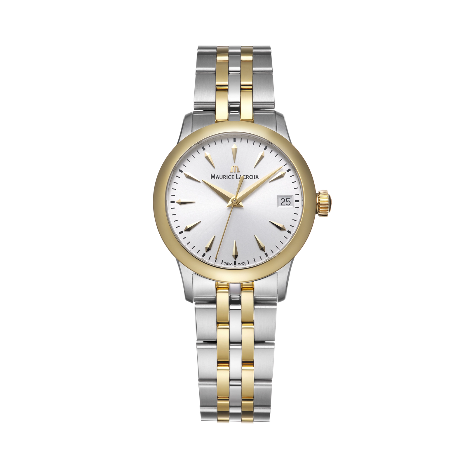 Jubileumsur til dame i stål med sølvfarget tallskive og quartzverk. Kan graveres på baklokket.